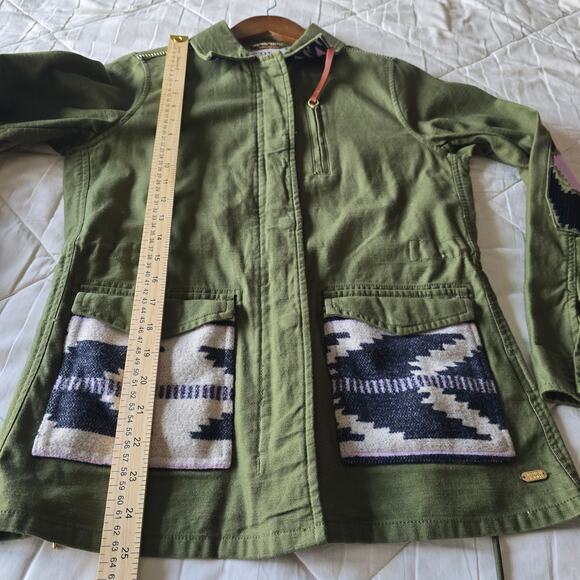 Scotch & Soda Utility Jacket Sz S Olive Aztec Patchwork Cotton Canvas Boho Cargo - Picture 11 of 15